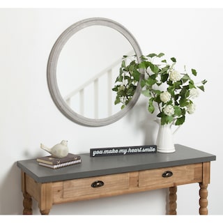 Kate and Laurel Mansell Wood Framed Wall Mirror - 28" Diameter