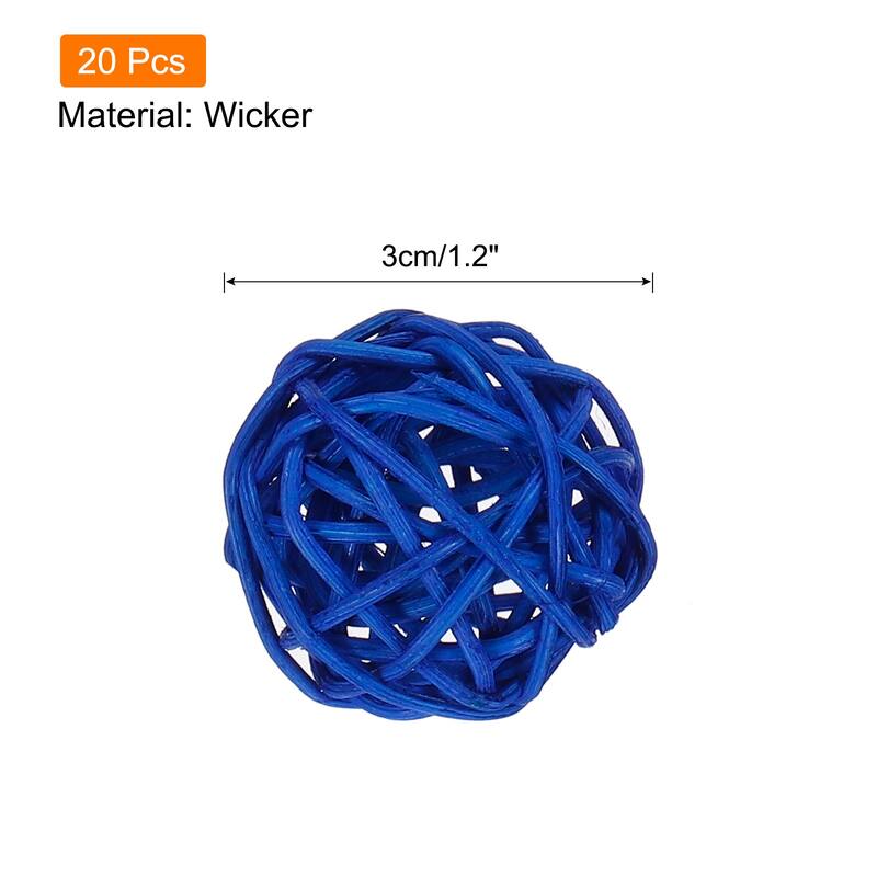 20 Pcs Wicker Rattan Balls 1.2In for Vase Fillers Party Decorative - Dark Blue