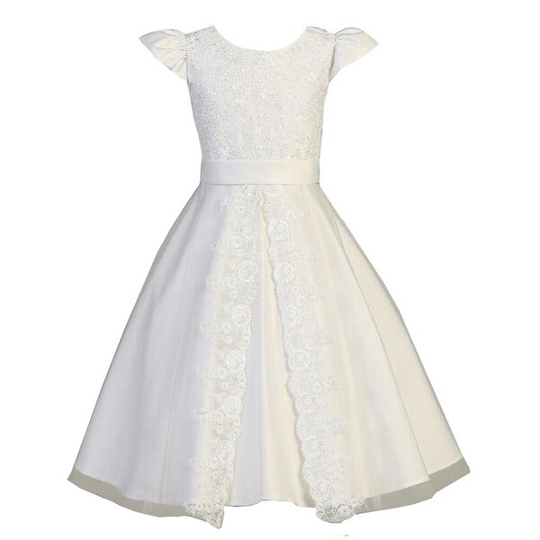 white lace satin dress