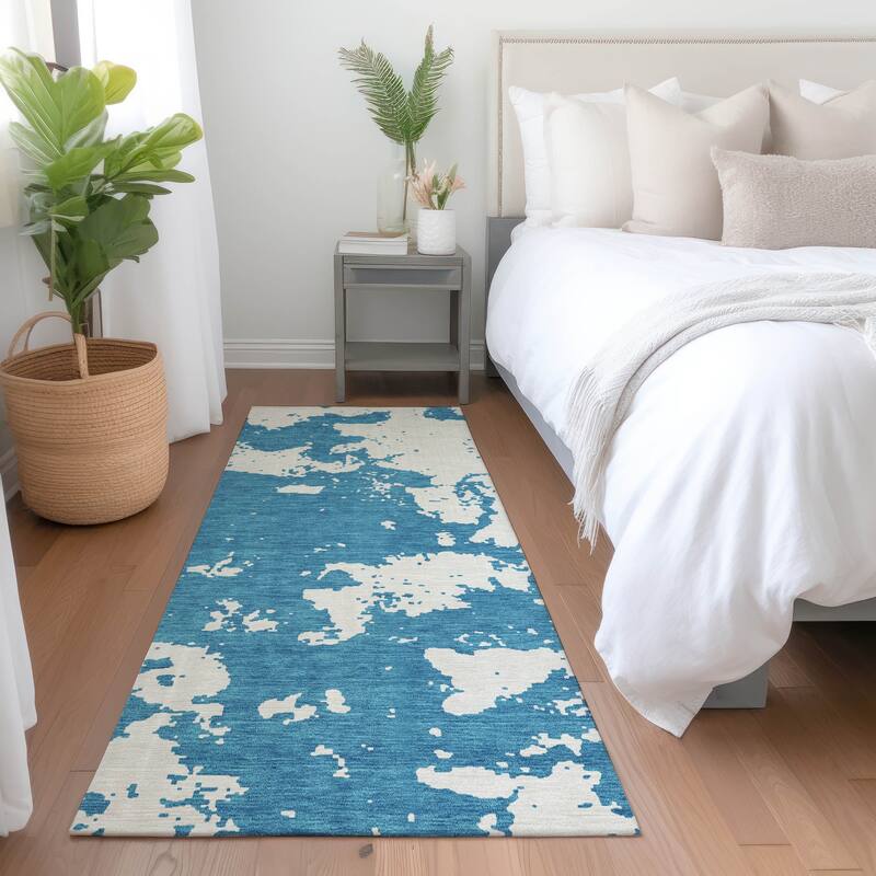 Premium Washable Super Soft Absstract Contempo Mayfield Rug - Teal - 2'3" x 7'6"