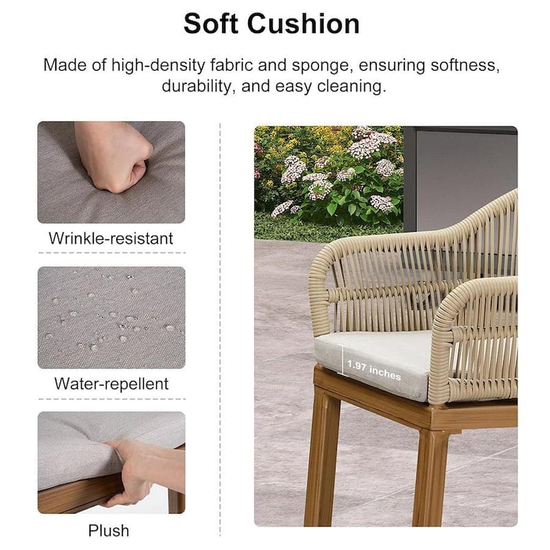 PURPLE LEAF Outdoor Counter Bar Stools Set of 4 Patio Aluminum Barstools with Back and Cushions Metal Modern Wicker Chairs