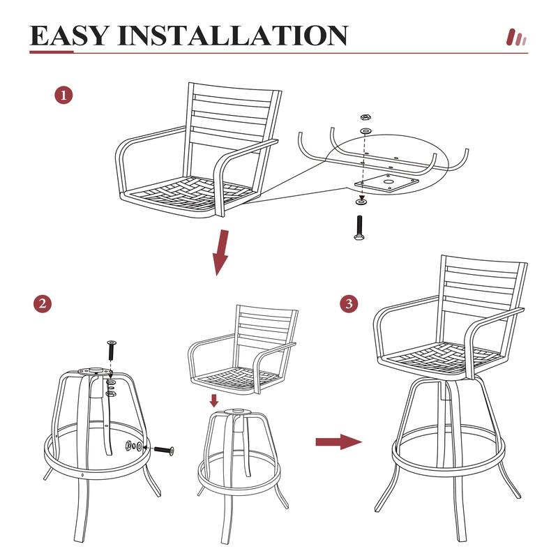 Crestlive Products Outdoor Outdoor Cast Aluminum Swivel Bar Stools with Sunbrella Cushion
