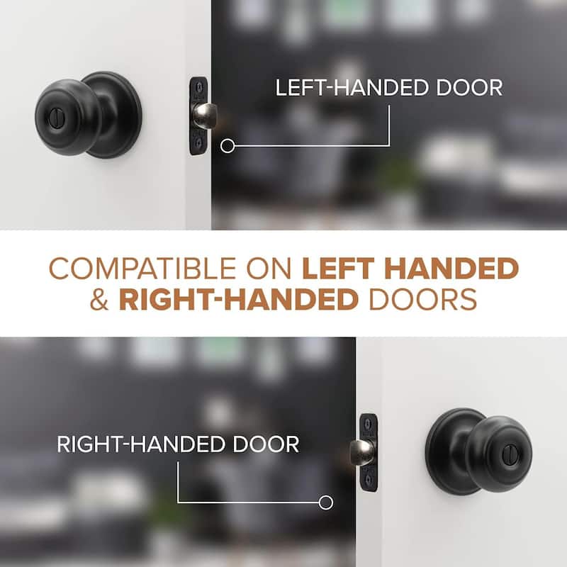 Satin Stainless Steel Door Knob - Round Colonial Privacy Lock for Bedroom and Bathroom