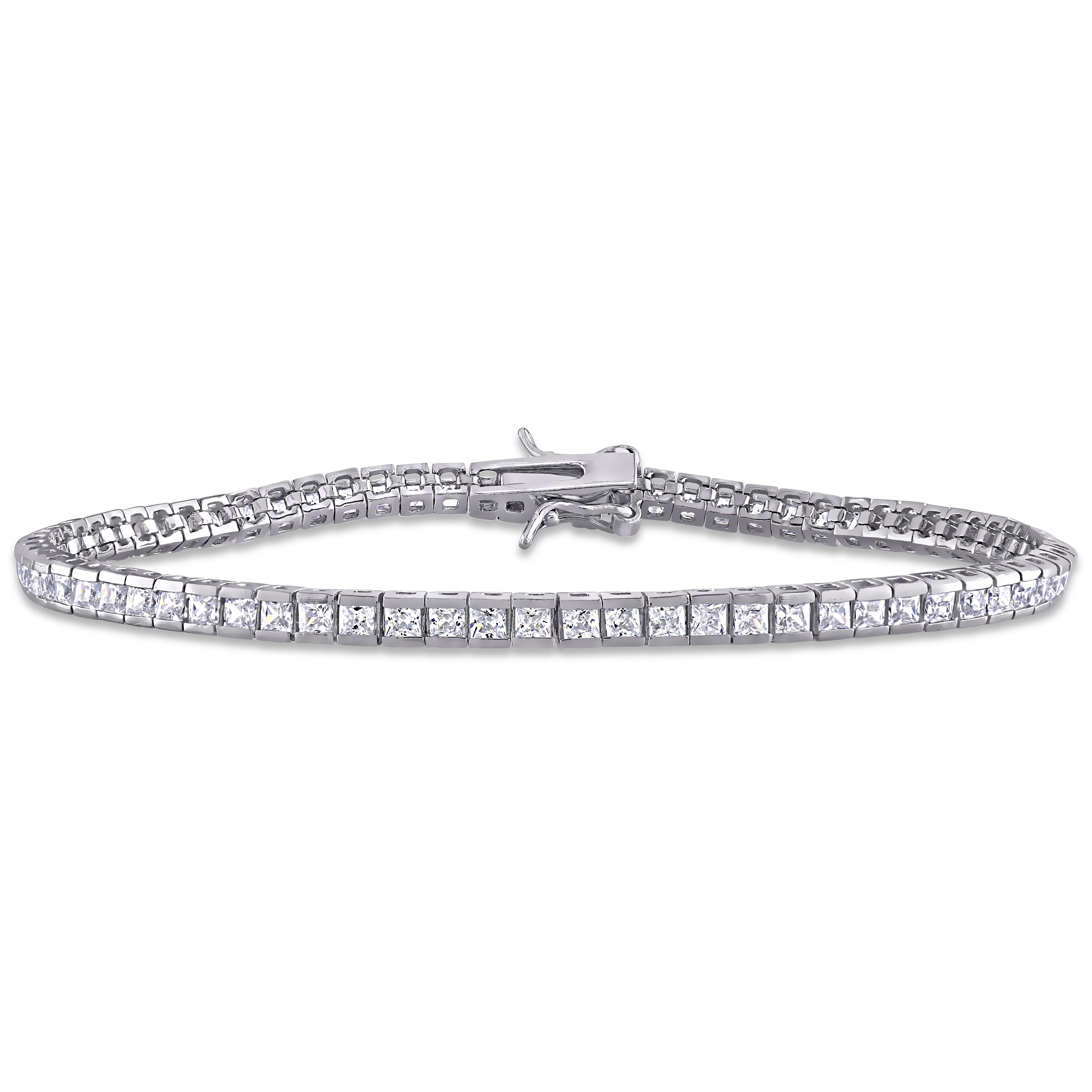 Miadora 4 1/3 CT TGW White Cubic Zirconia Tennis Bracelet in Sterling Silver - 7 in x 3 mm x 2.5 mm
