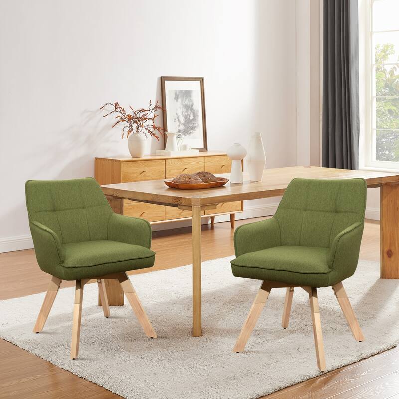 Art Leon Swivel Fabric Dining Arm Chair (Set of 2) - Green