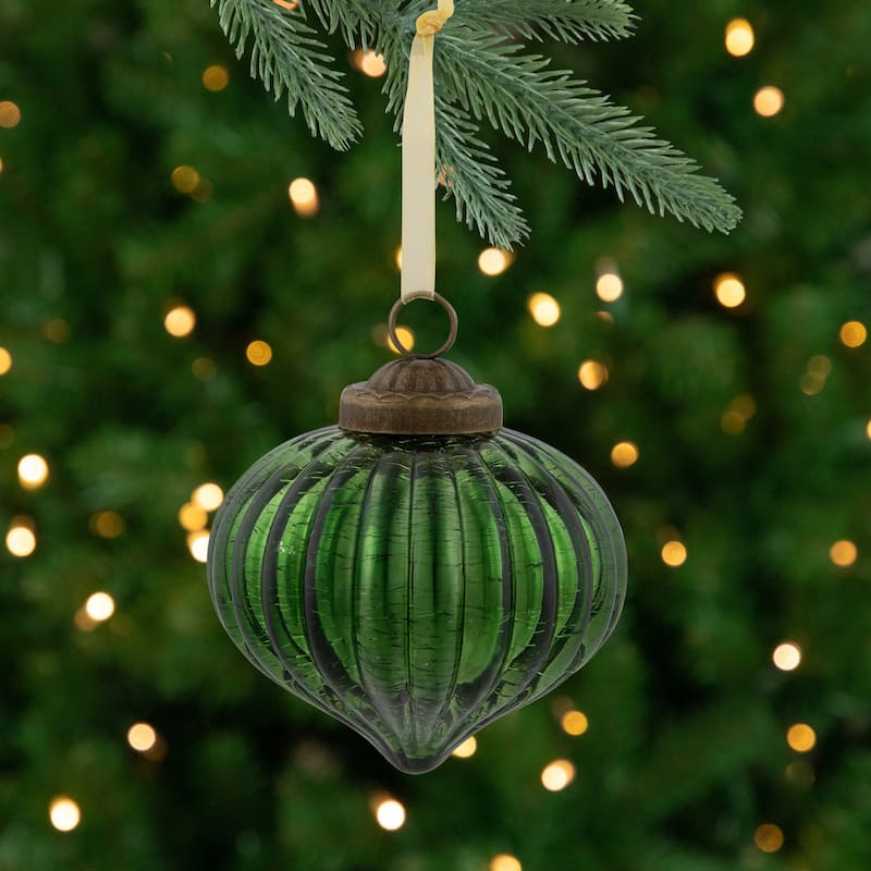3" Crackle Glass Onion Christmas Ornament