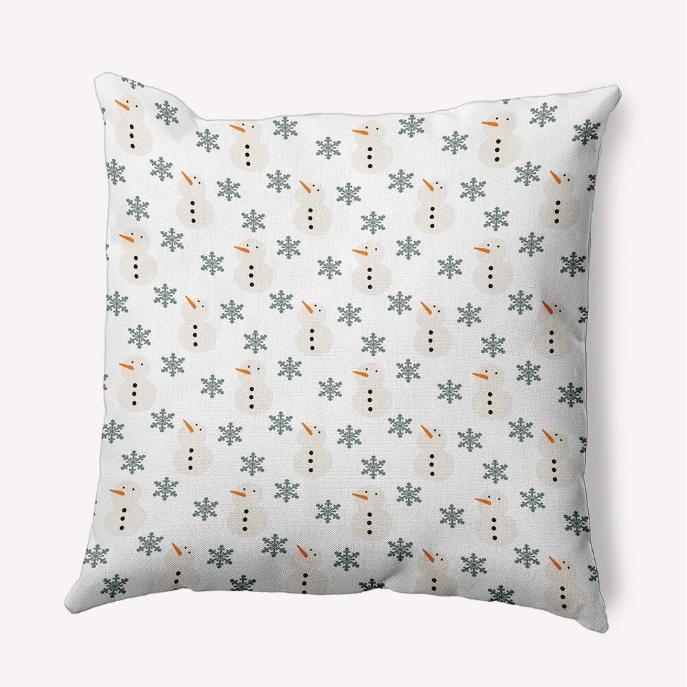 Snow Men In Snowstorm Winter Indoor/Outdoor Throw Pillow