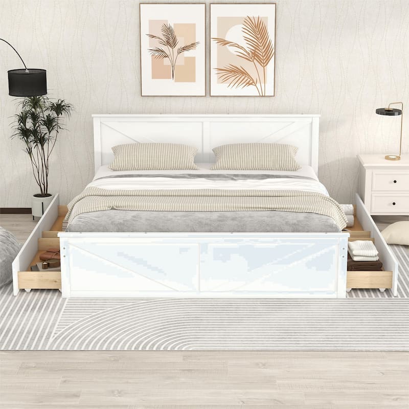 King Size Wooden Platform Bed