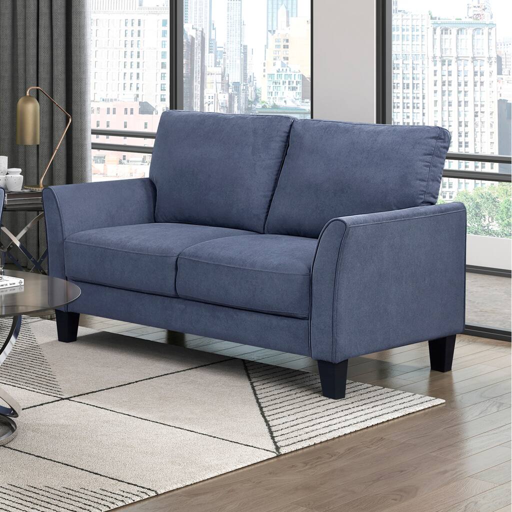 Felix 56" Textured Living Room Loveseat - Wood Finish Exposed Feet