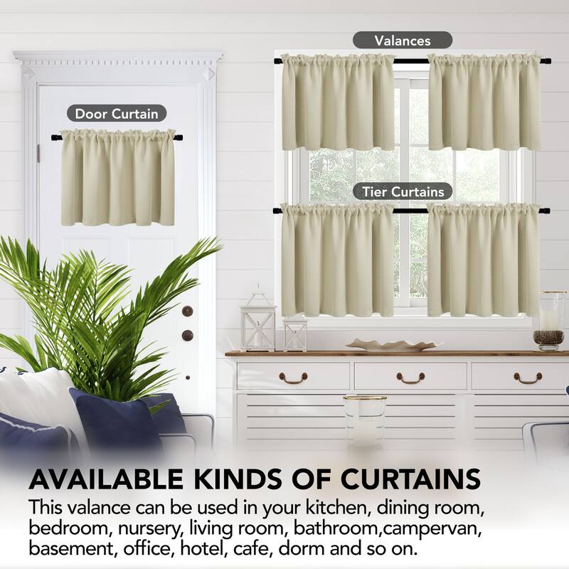 Deconovo Cafe Curtains Rod Pocket Window Short Drapes Tier Pair