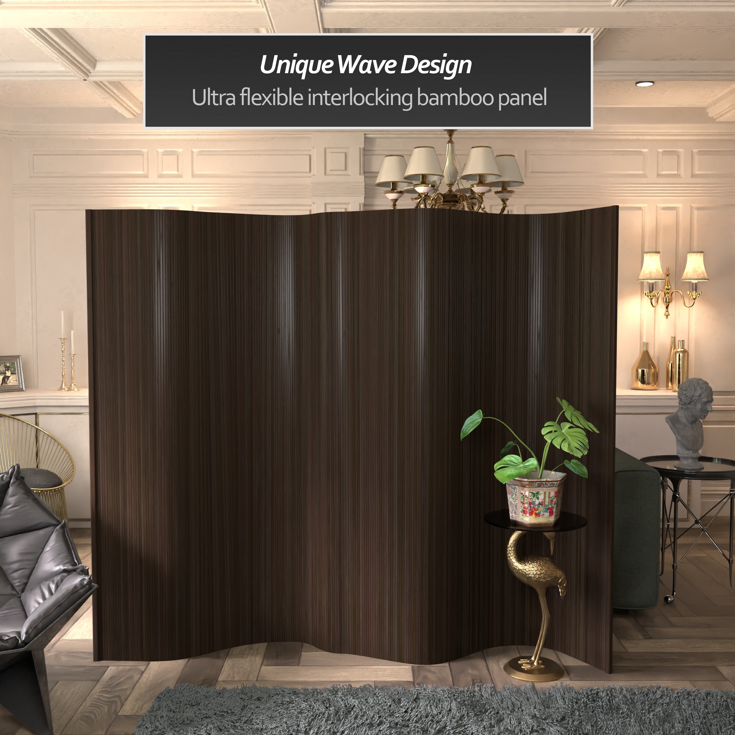 Handmade Bamboo Wave 6-foot Screen (China) - On Sale - Overstock