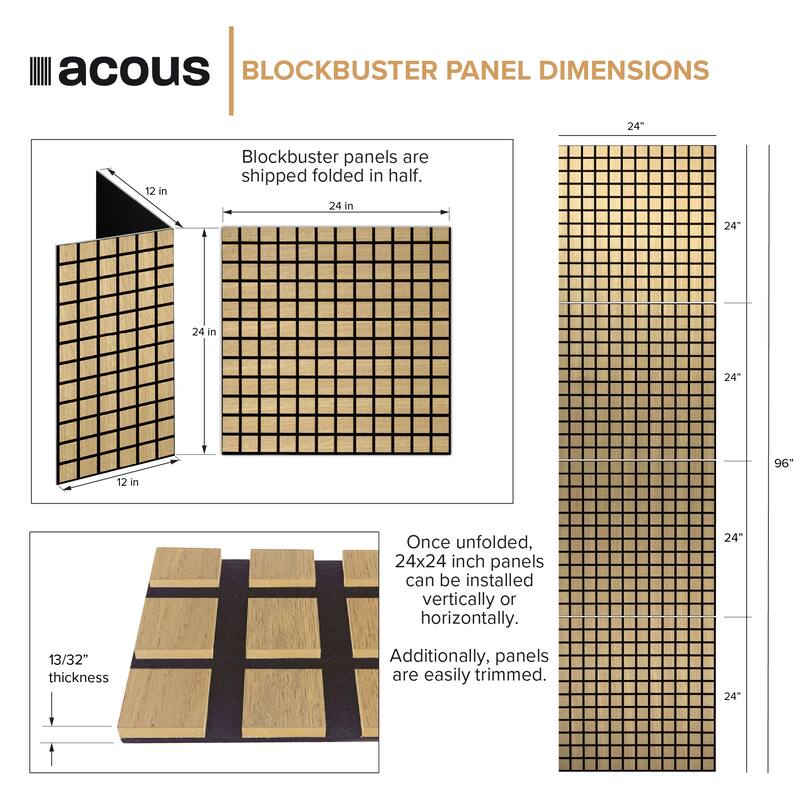 Acous ACB4-70 Blockbuster 24-in x 24-in x 0.4-in 4-Pack Wall Panels, Light Oak