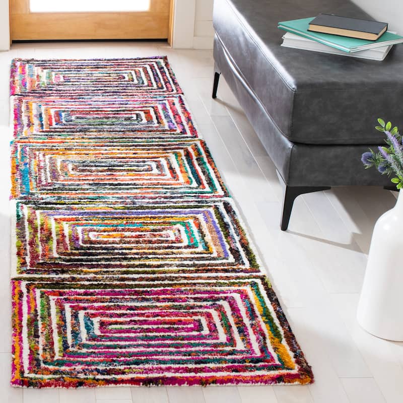 SAFAVIEH Handmade Nantucket Wibke Contemporary Cotton Rug - 2'3" x 8' Runner - Ivory