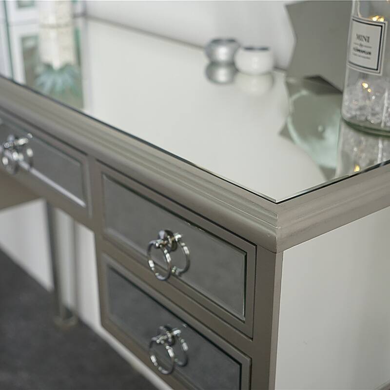 Illusions Collection Mirrored Entryway 5-drawer Console Dressing Table