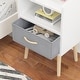 preview thumbnail 28 of 28, Nightstand With Collapsible Fabric Drawer, 2-Tier Storage End Table, Wood Side Table with Storage Cabinet for Bedroom