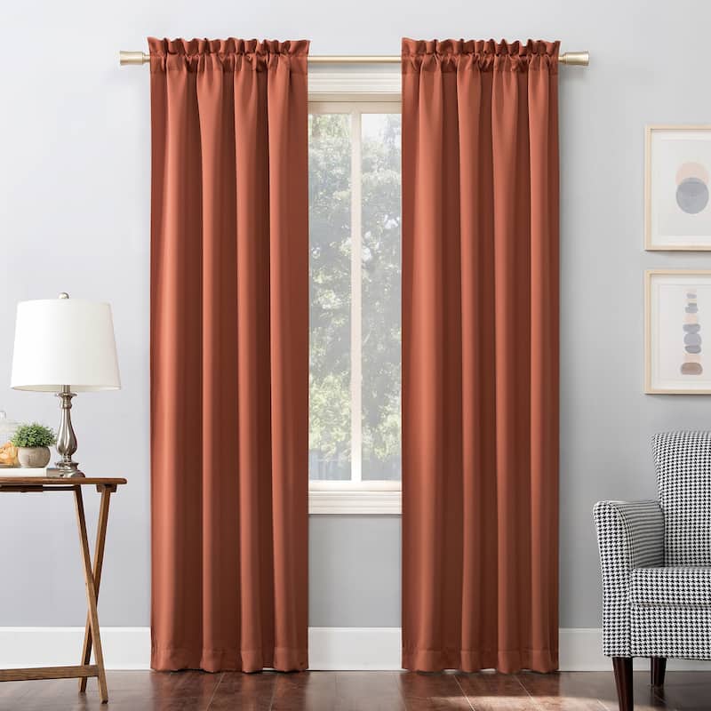 Sun Zero Hayden Energy Saving Blackout Rod Pocket Curtain Panel, Single Panel - 40x63 - Terracotta