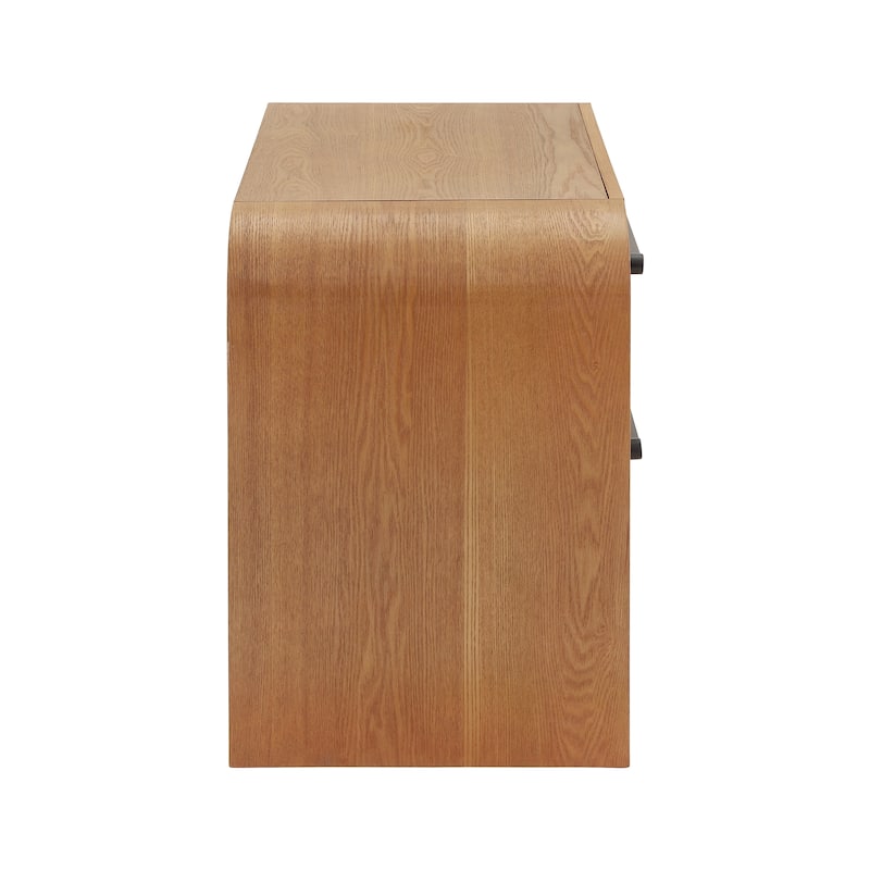 Christopher Knight Home - Mina Modern 2-Drawer Nightstand with Black Metal Handles