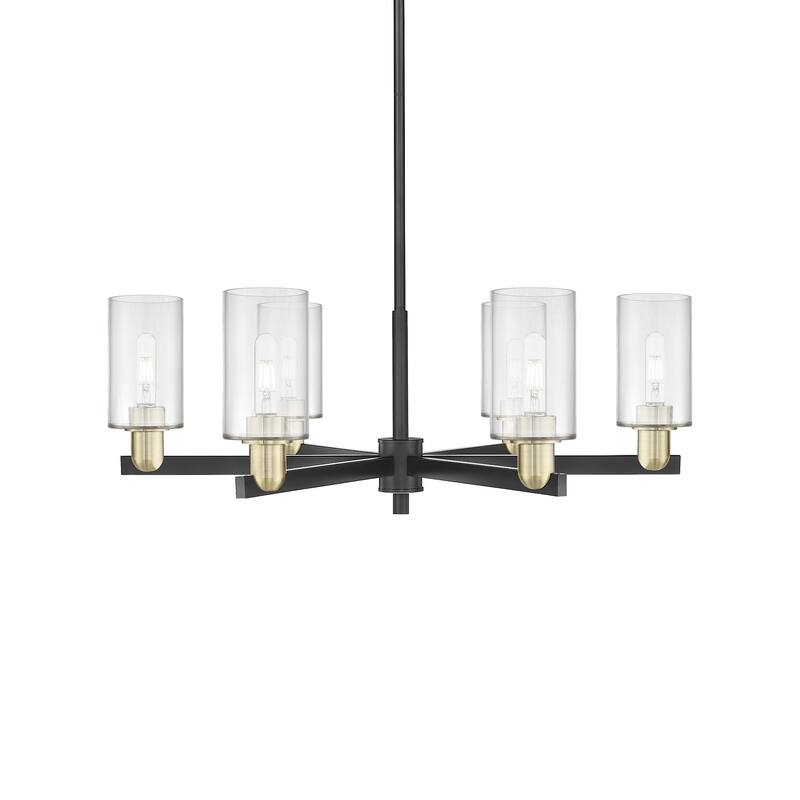 Innovations Lighting 716-6CR-11-34 Clymer Chandelier Clymer 6 Light - Black Antique Brass / Clear