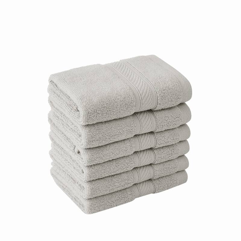 Royal Velvet Regal Plush Towel Collection - 6 Hand Towels - Light Grey