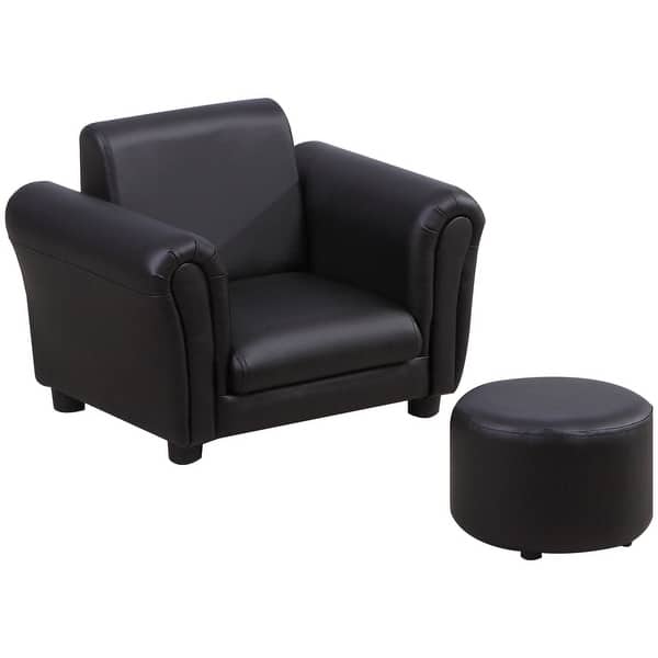 slide 2 of 18, Qaba Kids Sofa Chair with Matching Ottoman for 18 to 36 Months Black