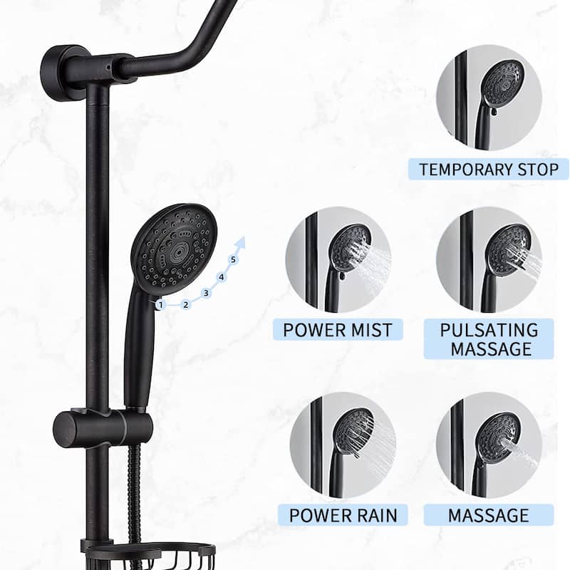 PROOX 8 Inch Rain Shower Head with Handheld Shower System with Slide Bar Soap Bracket Dish Valve Included