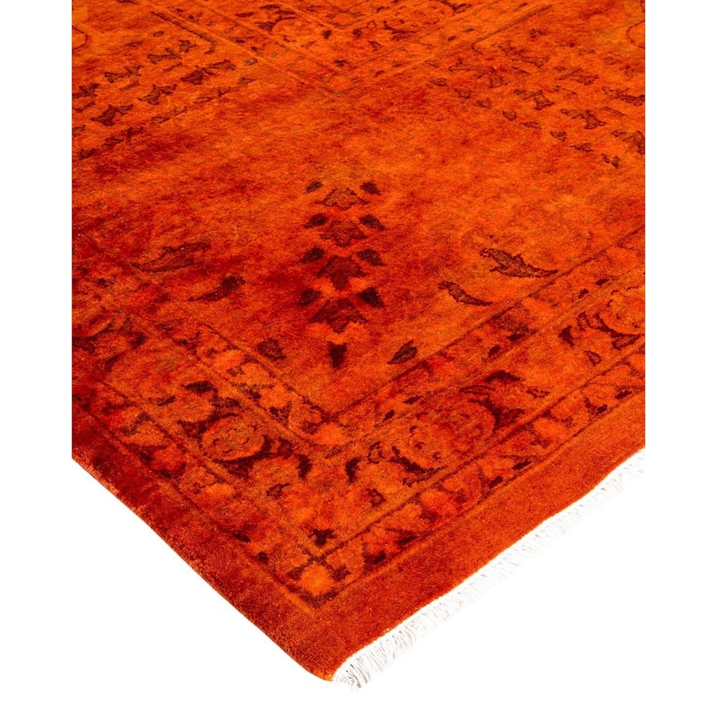 Overdyed, One-of-a-Kind Hand-Knotted Area Rug - Orange - 12' 3" x 15' 2"