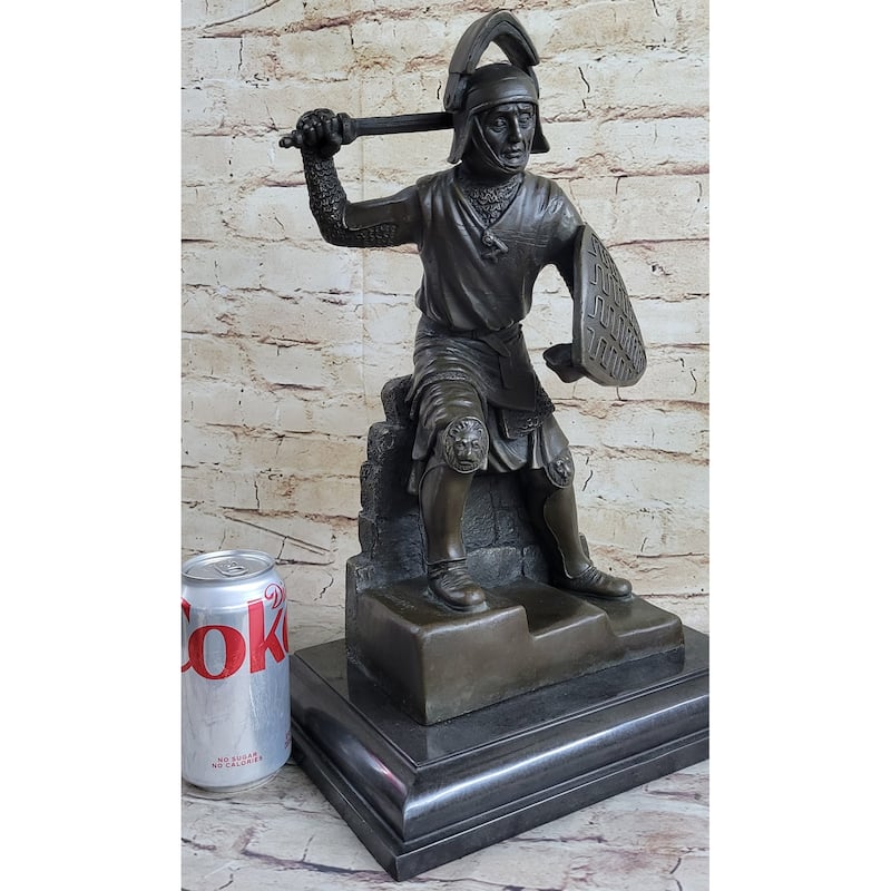Medieval Knight Warrior In Plate Mail Bronze Statue Sculpture Figure 17 Inches X 10 Inches