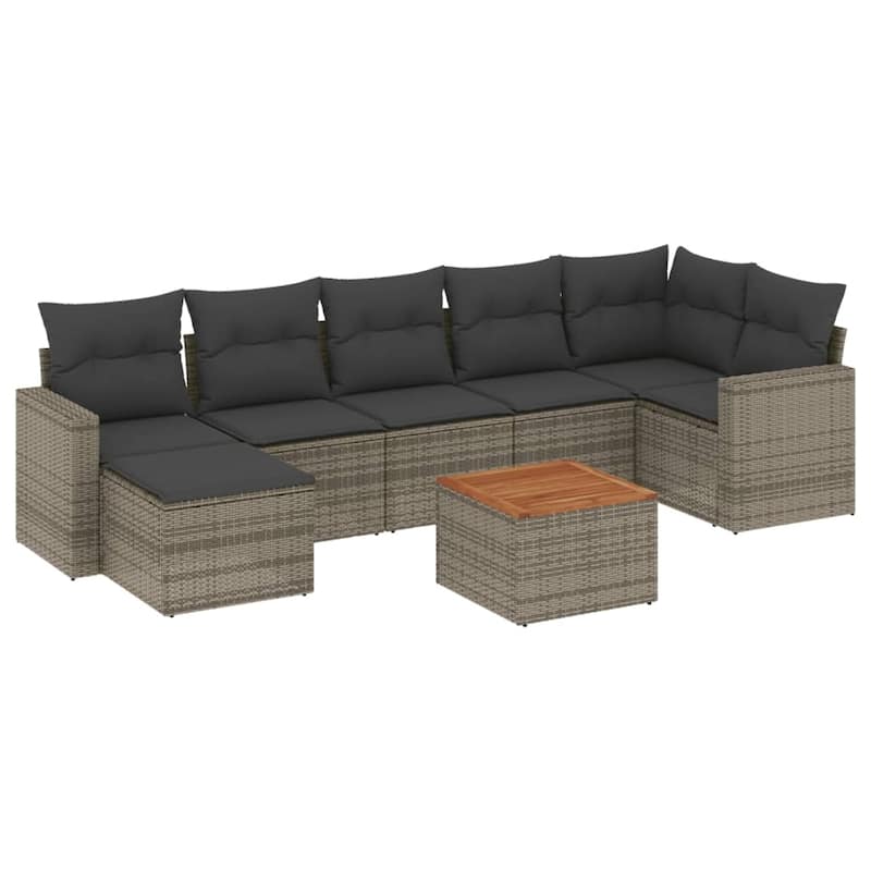 vidaXL Patio Sofa Set with Cushions Outdoor Furniture 8 Piece Poly Rattan