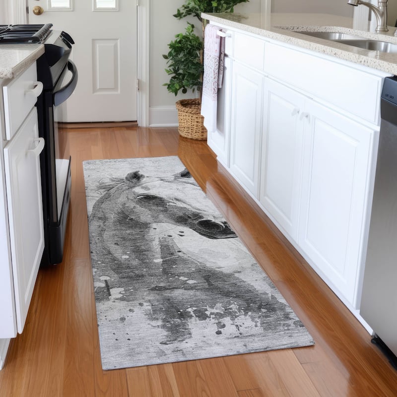 Premium Washable Super Soft Prince Horse Mayfield Rug - Gray - 2'3" x 7'6"