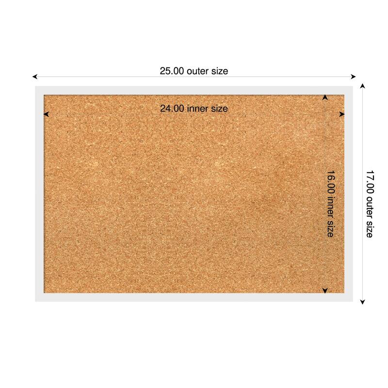 Incline White Wood Framed Cork Board - Bulletin Board, Organization Board, Pin Board - Natural - 25 x 17 in