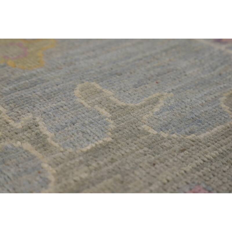 Hand Knotted Oriental 100% Wool Carpet Transitional All-Over Navy Blue & Blues Oushak Area Rug - 9' 11'' X 8' 2''