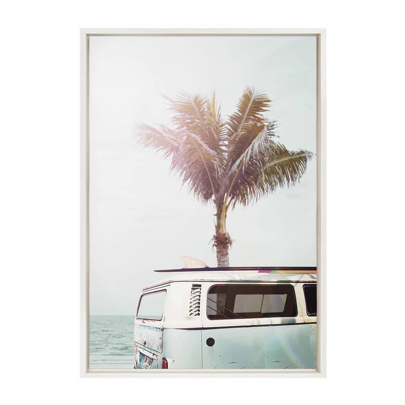 Kate and Laurel Sylvie Blue Beach Van Framed Canvas By Amy Peterson