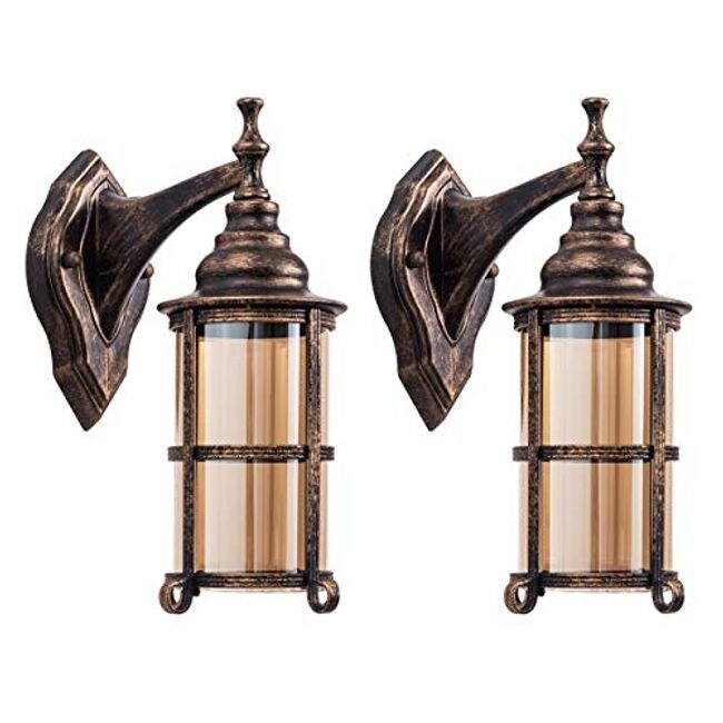 Shop 2 Pack Rustic Outdoor Wall Light Fixture Industrial Glass