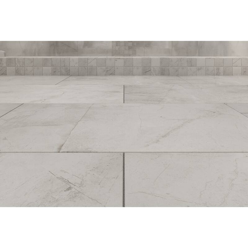 Pierre 12 in. x 12 in. Glazed Light Grey Matte Porcelain Mosaic Wall and Floor Tile