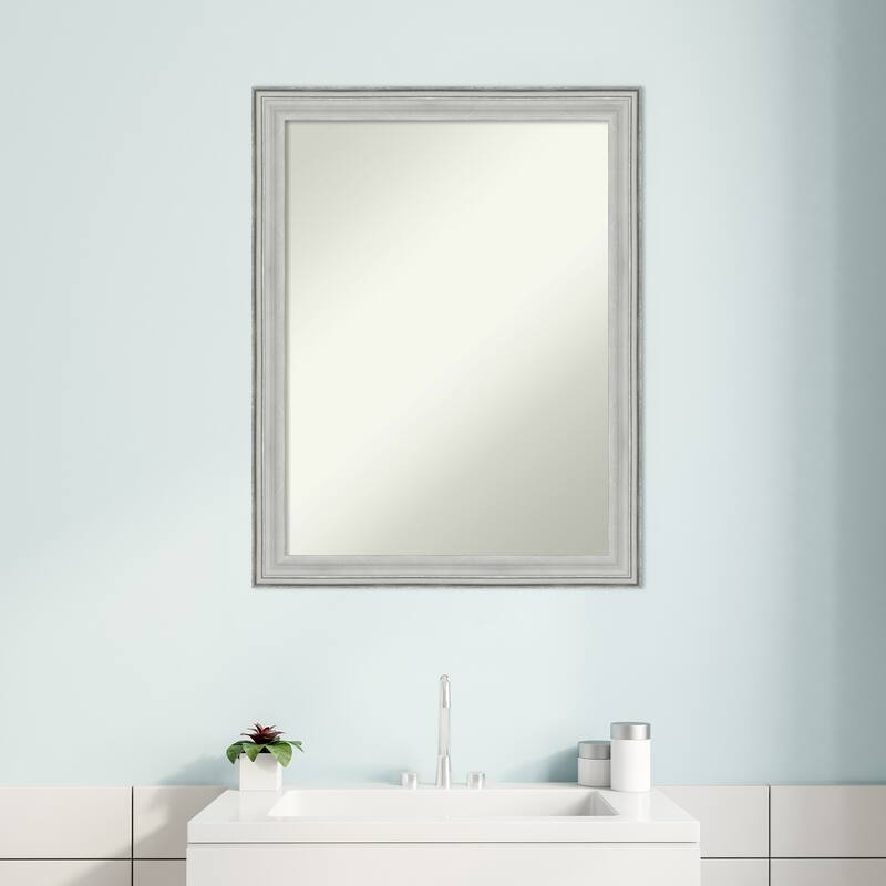 Non-Beveled Wood Bathroom Wall Mirror - Bel Volto Silver Frame