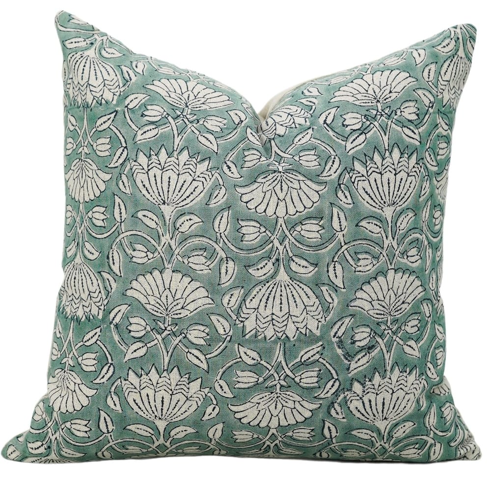 Linen Farmhouse Block print pillow Cover Ulta kamal