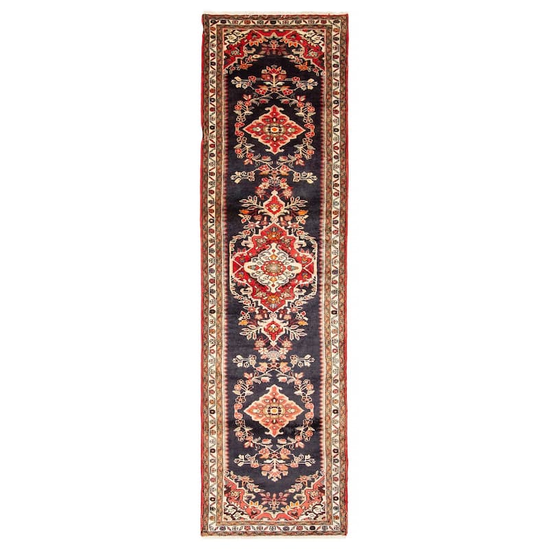 ECARPETGALLERY Hand-knotted Anadol Dark Navy Wool Rug - 2' 8" x 9' 11" - Dark Navy - 2' 8" x 9' 11" - Runner