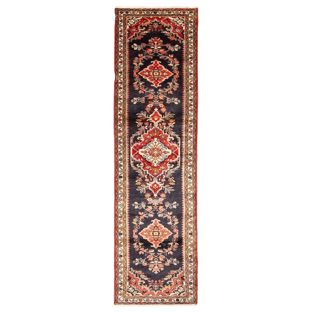 ECARPETGALLERY Hand-knotted Anadol Dark Navy Wool Rug - 2' 8" x 9' 11"