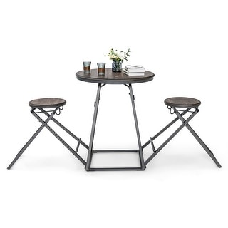 Costway 3-Piece Bar Table Set Round Pub Dining Table & 2 Foldable - See Details