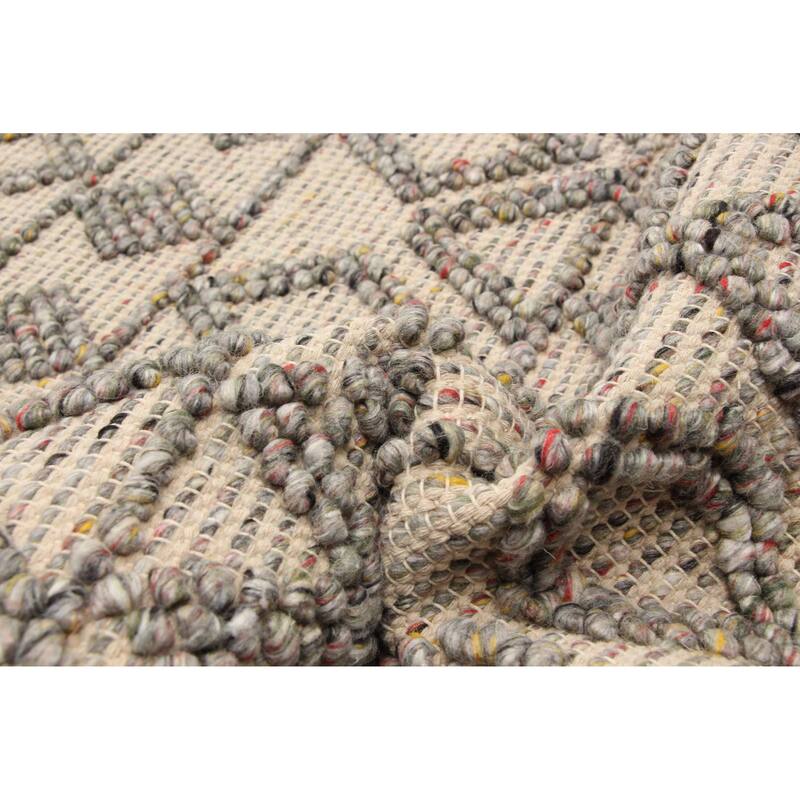 ECARPETGALLERY Braid weave Sienna Grey Wool Rug - 5'3 x 7'7