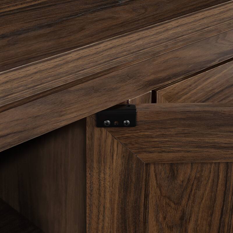 72" Sideboard Cabinet with 4 Doors, Minimalist TV Stand with 2 Compartments for Living Room, Dark Walnut