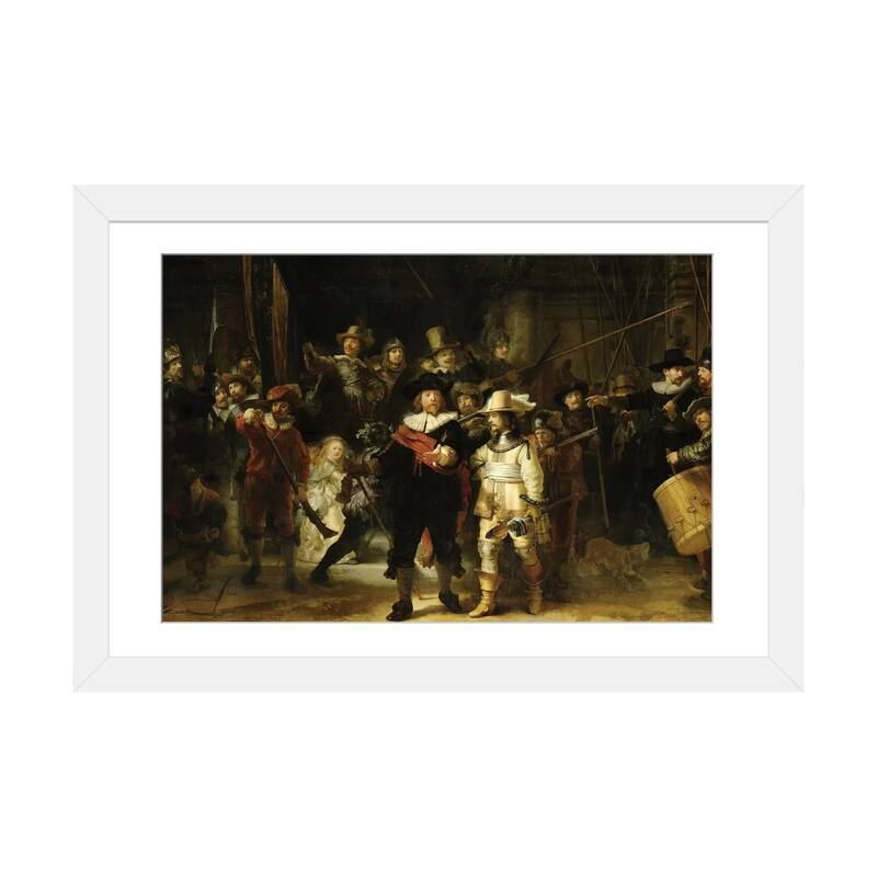 iCanvas "The Night Watch, 1642" by Rembrandt van Rijn - White - 24x32x1