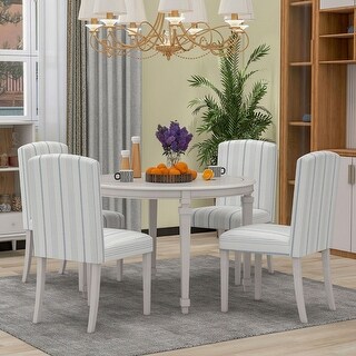 Dining room 5-piece dining table set with round table with solid wood ...