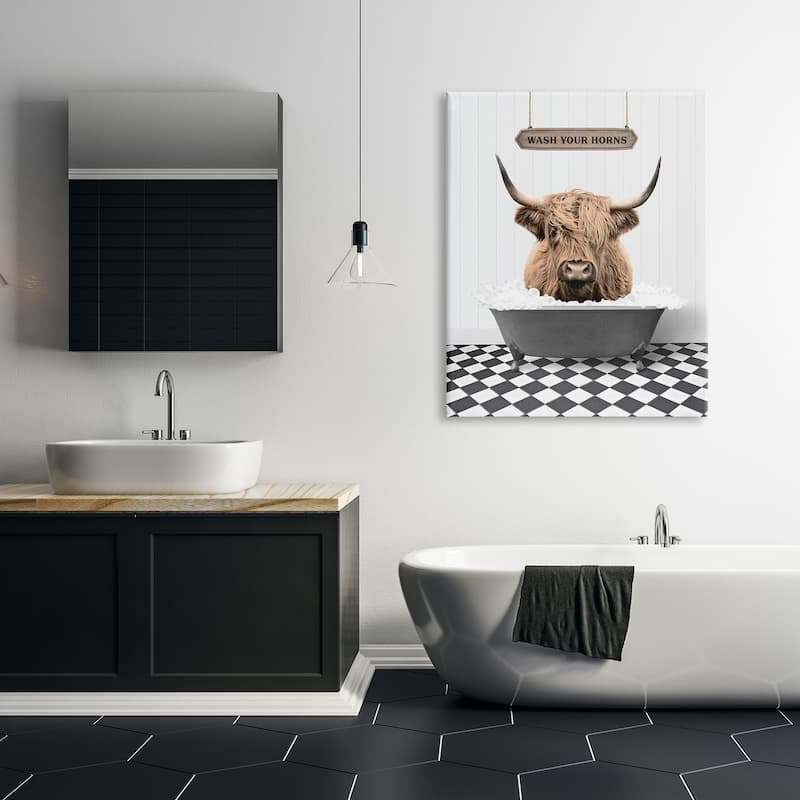 Stupell Wash Your Horns Phrase Canvas Wall Art Design by Lettered and Lined