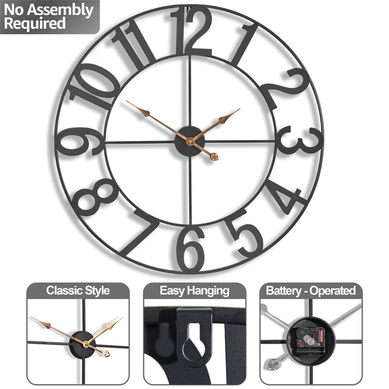 Sorbus Large Wall Clock 32" - Battery Operated Analog Large Clock (Black)
