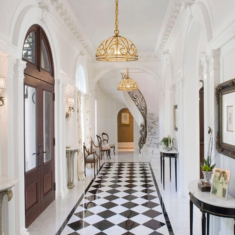 Ennu Retro Antique Sphere Crystal Chandelier Adjustable Dining Room Chandelier - Brass