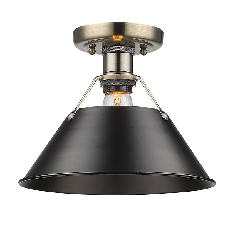 Yep by Golden Lighting Orwell 1-light Flush Mount in Aged Brass and Matte Black shade