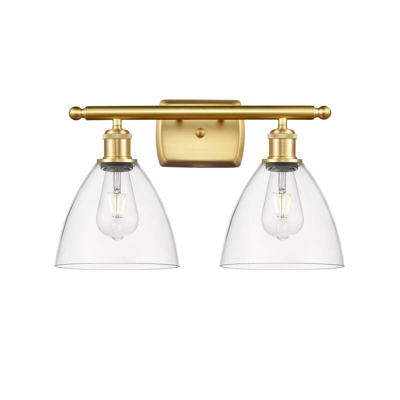 Innovations Lighting Bristol Glass - 2 Light 18" Bath Vanity Light - Satin Gold Finish/Clear