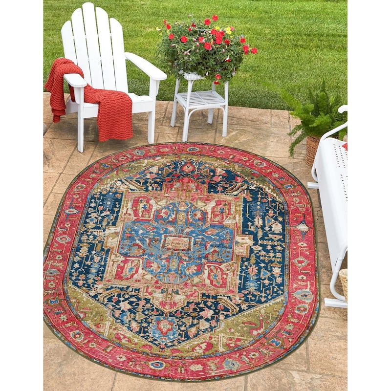 Outdoor Nirie Collection Area Rug - Multi - 7'10"x10' Oval