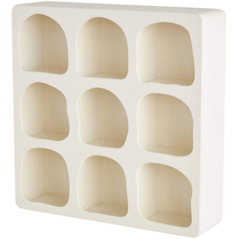 Cream or Black Wood 9 Shelf Geometric Room Wall Shelf